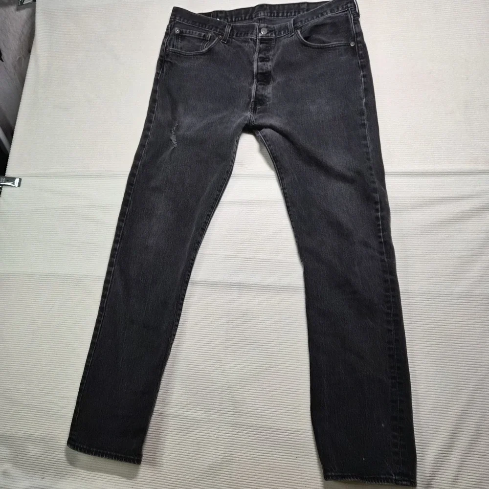 Levi Strauss 501 38x34 Distressed‎ Mens Jeans Black/gray Wash